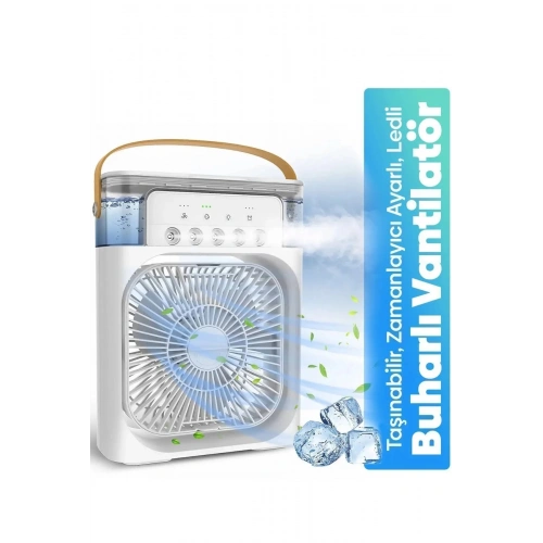 Taşınabilir Işıklı 5 Spreyli Vantilatör Buzlu Buharlı Vantilatör Mini Fan Nemlendirici