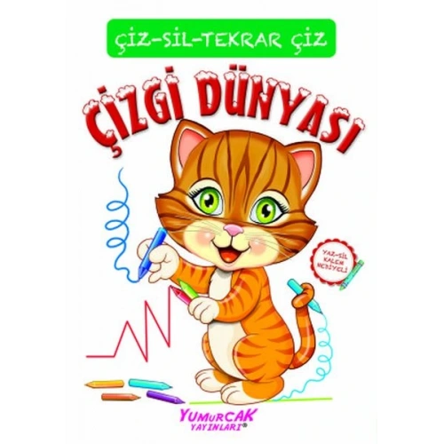 Tekrar Çiz Çizgi Dünyası (Çizerim-Silerim) - Kalem Hediyeli
