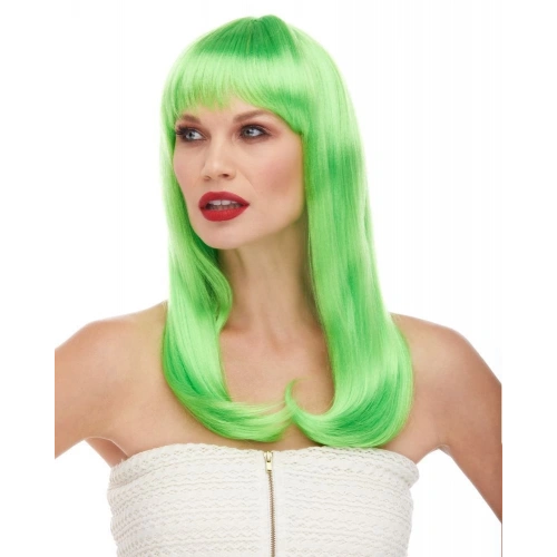 Yeşil Renk Uzun Düz Parti Peruğu
