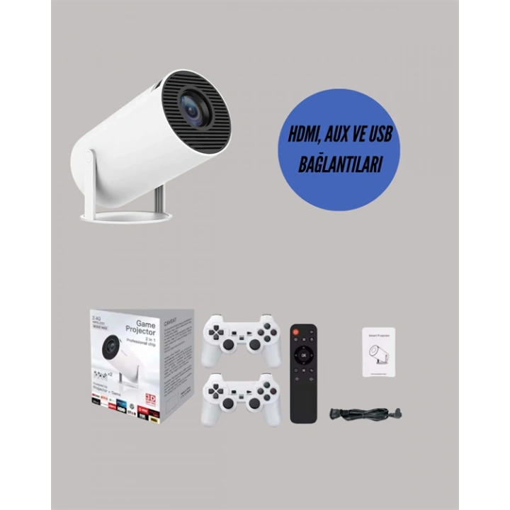 10.000 Oyun Destekli, Çift Kollu 4K Projeksiyon – HDMI, USB, AUX, Ethernet Yok