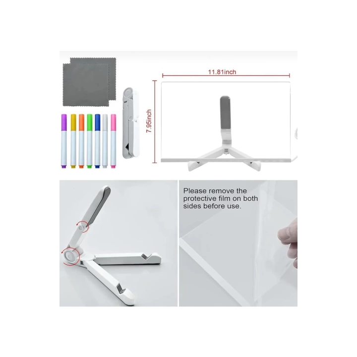 12 Inc Led Işıklı Çizim Tahtası Ayarlanabilir Stant Ve Kalemleri İle