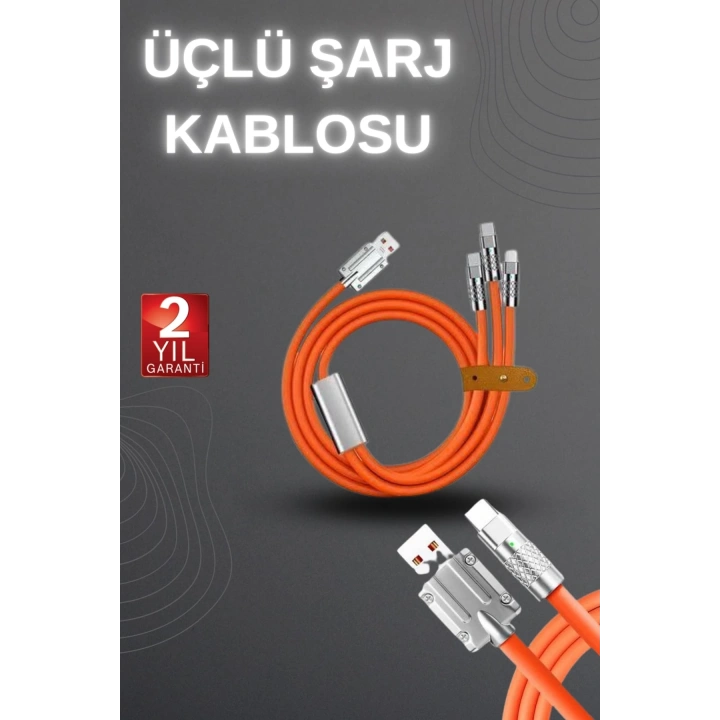 120W Hızlı Şarj Kablosu Turuncu Yüksek Güç Kapasitesi Çoklu Şarj Girişi