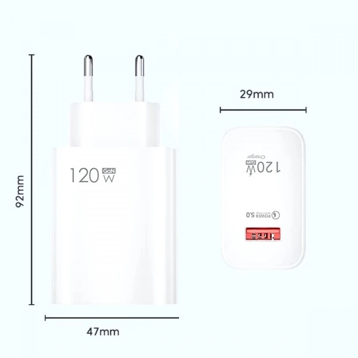 120W USB Hızlı Type C Uçlu Kablolu Şarj Aleti