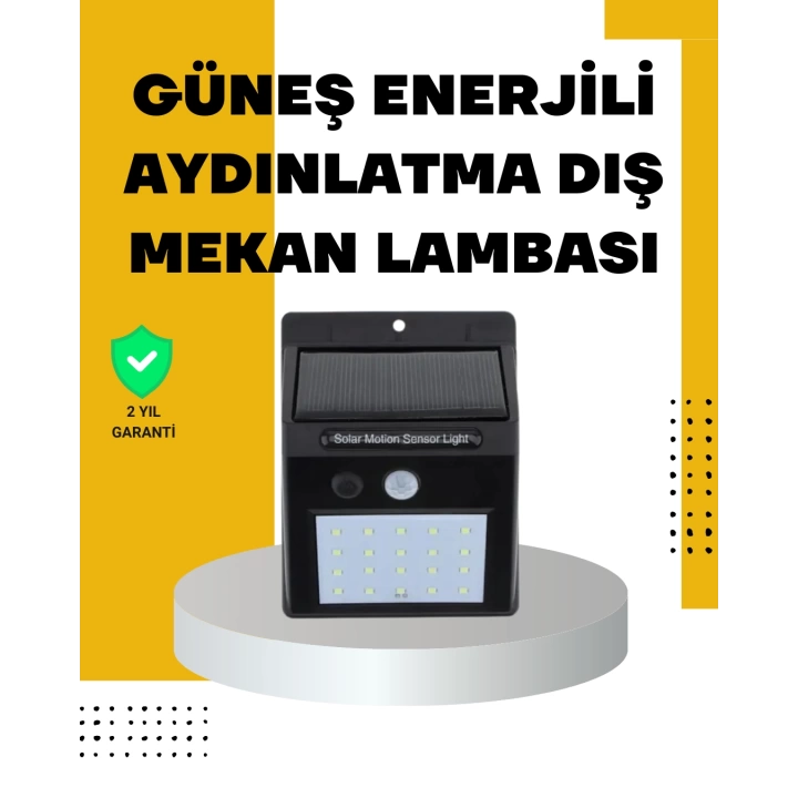144 LEDli Geniş Aydınlatma Alanına Sahip Güneş Enerjili Güvenlik Lambası