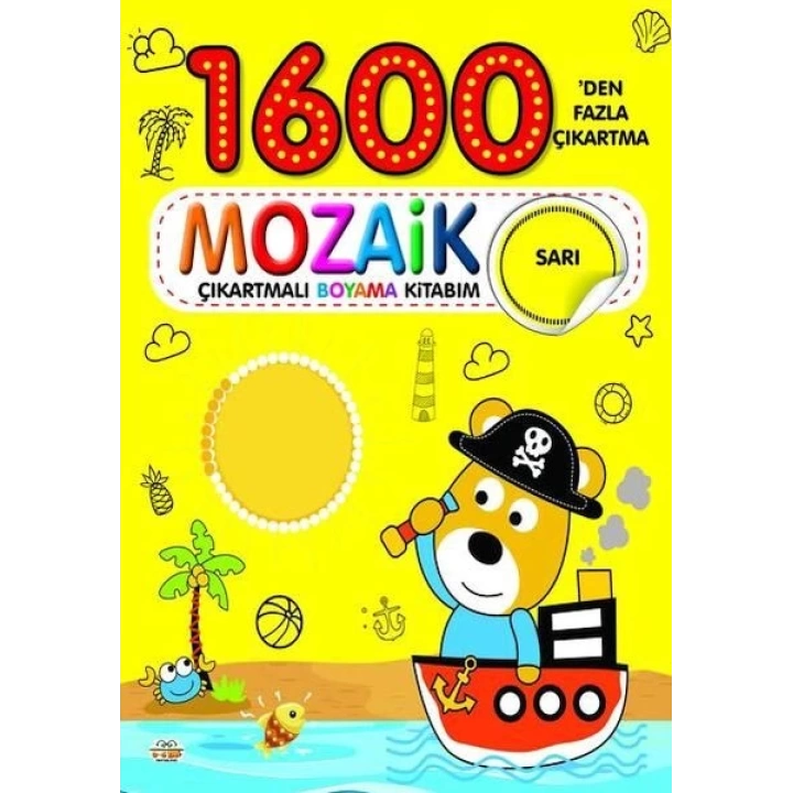 1600 Mozaik Çıkartmalı Boyama Kitabım Sarı Kitap