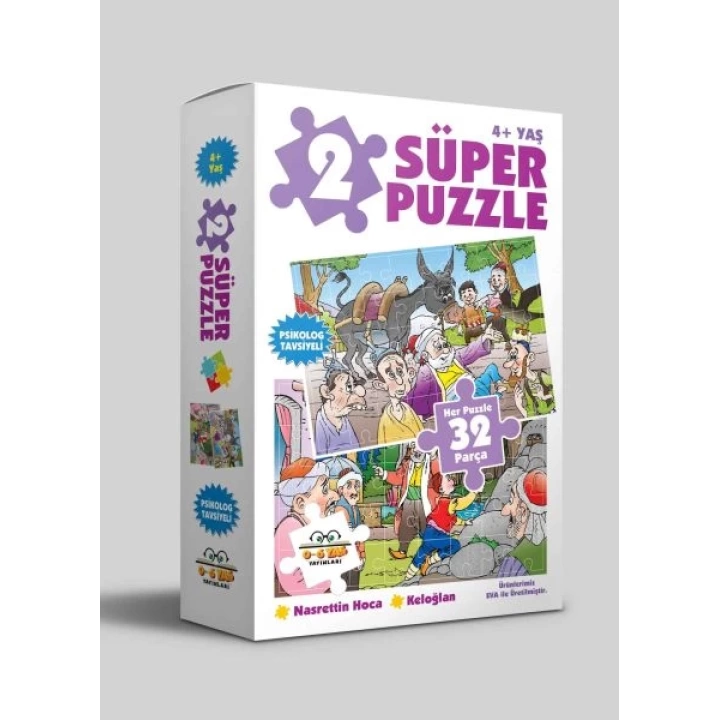 2 Süper Puzzle - Nasrettin Hoca Keloğlan +4 Yaş