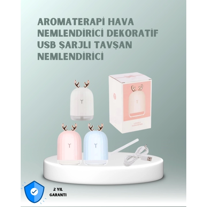 200 ml Tavşan Kulaklı Ultrasonik Hava Nemlendirici ve Gece Lambası