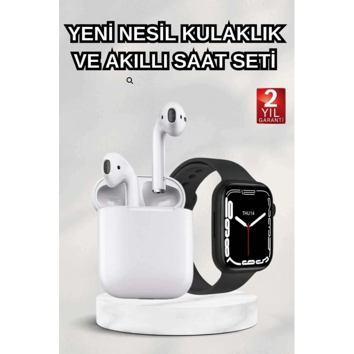 2025 Model Akıllı Saat ve 2.Nesil TWS Bluetooth Kulaklık ANC Özelliği Amoled Ekran