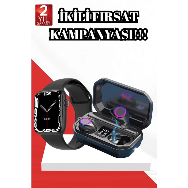 2025 Model Akıllı Saat ve Bluetooth Kulaklık 5.0 Bluetooth Bağlantılı Dokunmatik Ekran