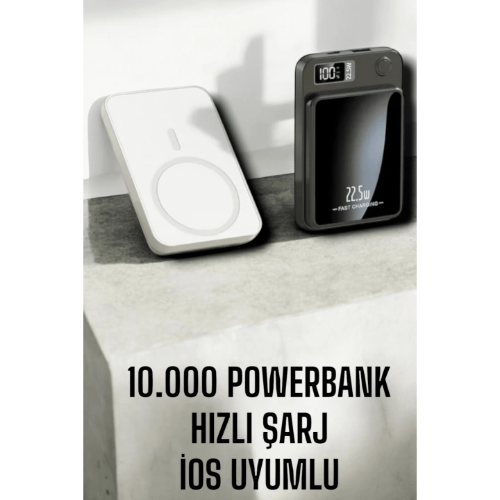 22.5W Magsafe Kablosuz Şarjlı Powerbank Dijital Ekran ve Hızlı Şarj