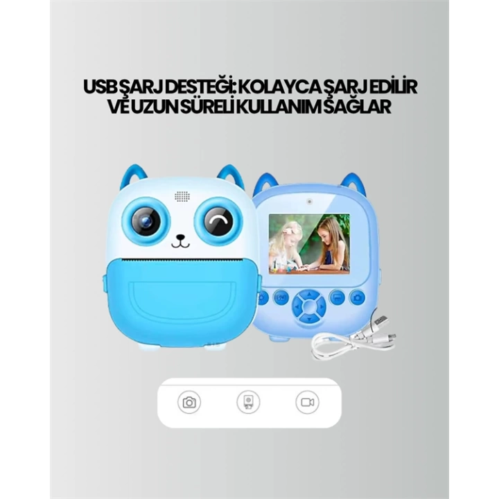 2.4” Ekranlı Mini Kamera – 1080p Kayıt + Mürekkepsiz Yazdırma