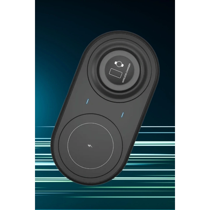 2si 1arada Kablosuz Saat,Kulaklık ve Telefon Hızlı Şarj Etme Aparatı