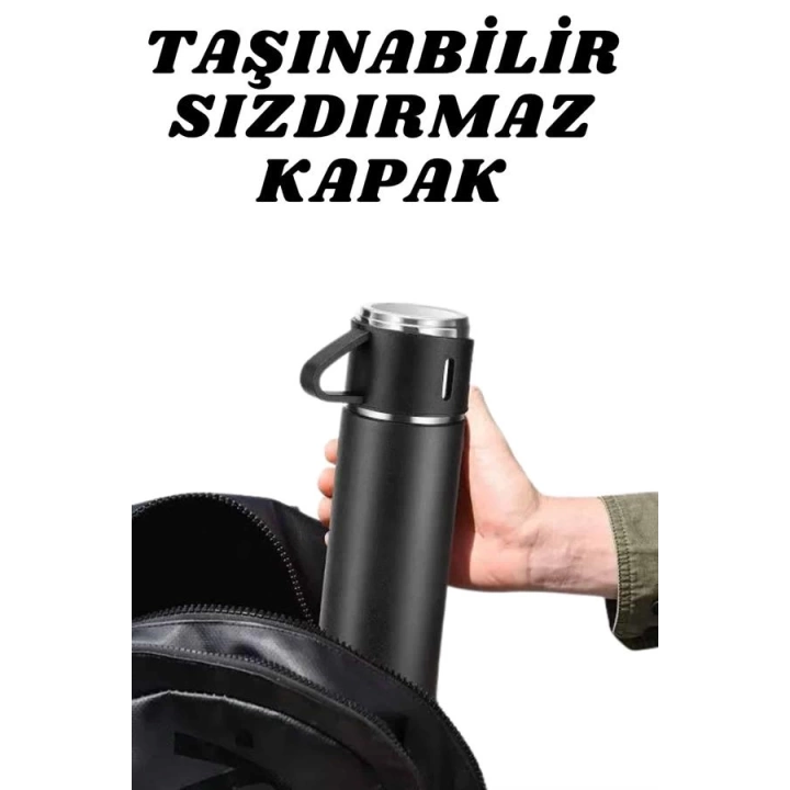 3 Bardaklı Termos Seti Anneler Gününe Özel Hediye Taşınabilir Sızdırmaz Isı Koruyucu