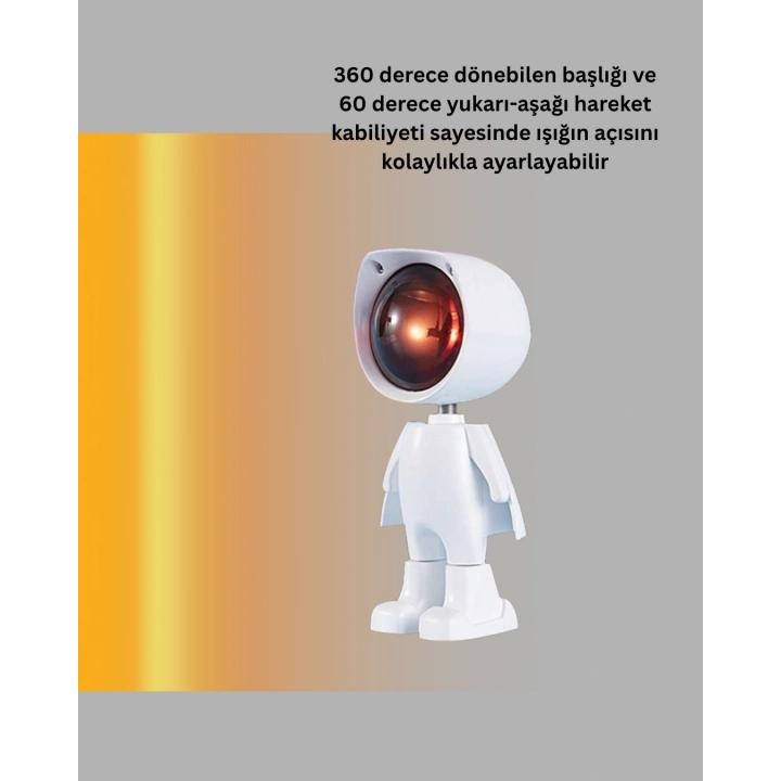 360° Ayarlanabilir Başlıklı Astronot Gece Lambası