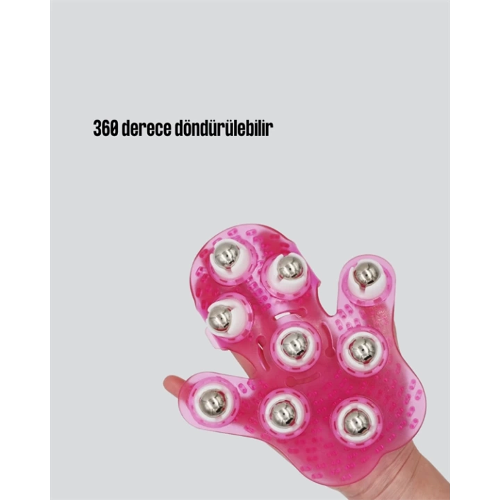 360° Dönen Masaj Silindiri – 9 Metal Bilye & PVC Duş Fırçası ile Tüm Vücut Masajı