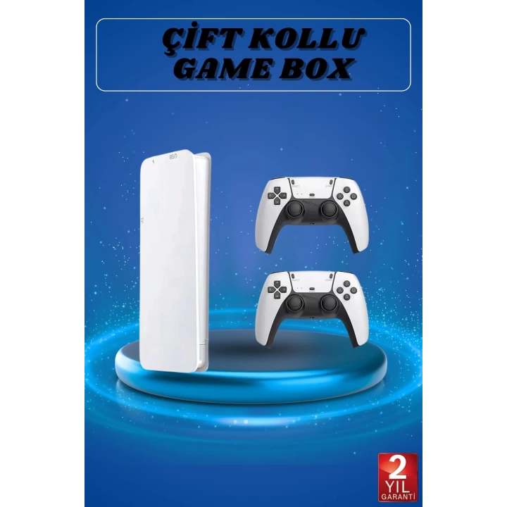 3D Çift Oyun Kollu 4K HD Ekran Nostaljik 20.000 Oyunlu Beyaz Game Box