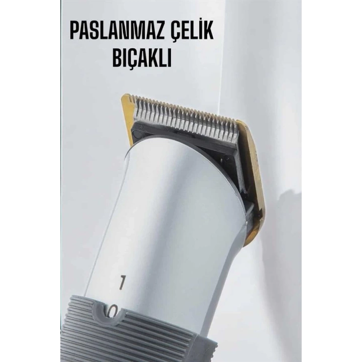 4 Taraklı Profesyonel Şarjlı Saç ve Sakal Kesme Tıraş Makinesi Seti