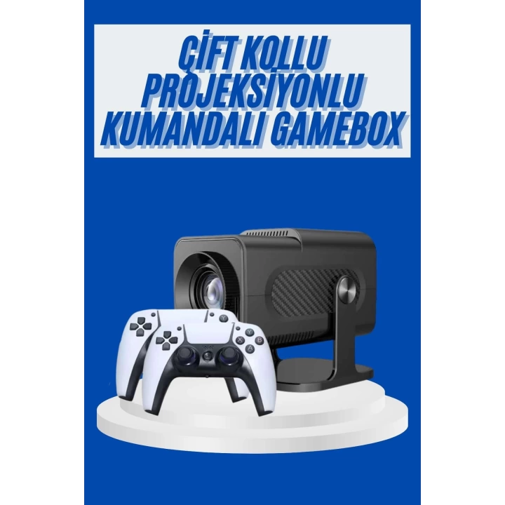 4K Android Smart Wi-fi Çift Kollu Projeksiyon Game Box Kumandalı Taşınabilir