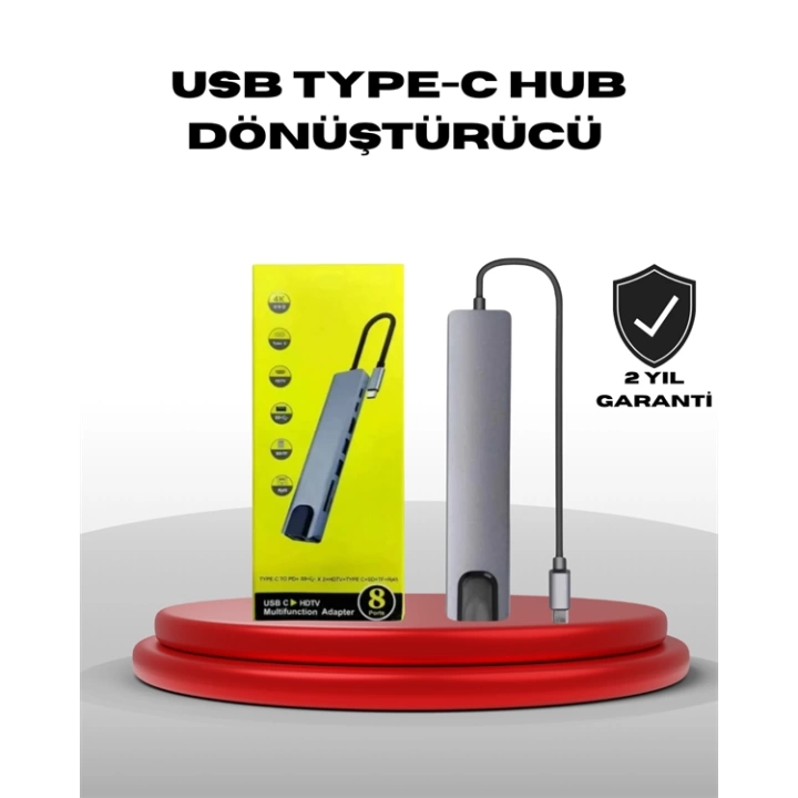 4K HDMI Çıkışlı, Gigabit Ethernetli USB‑C Çoklu Port Hub