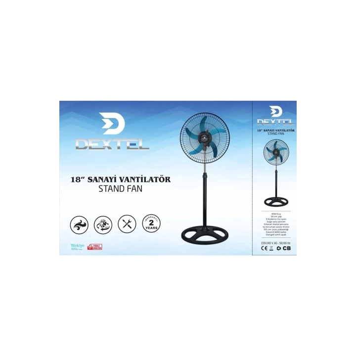 5 Metal Kanatlı Soğutucu Vantilatör Pervane 3 Kademe Hız Kontrol 18’’inch - 80w