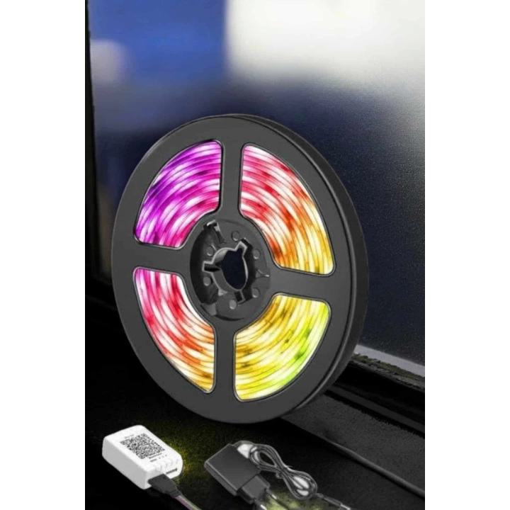 5 Metre Şerit Led RGB Işıklı Kumandalı Güç Adaptörü Her Ortama Uygun