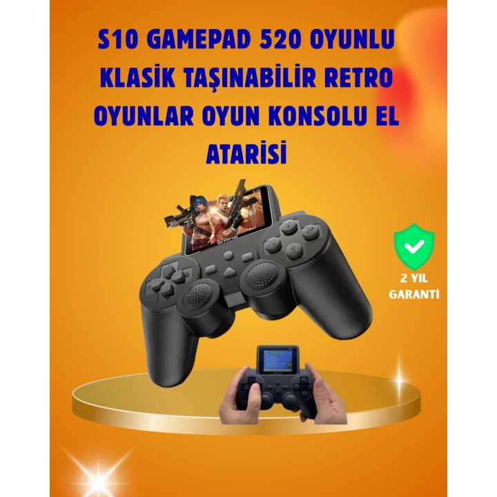 500 Dahili Oyunlu Taşınabilir Retro El Konsolu-2.4 inç Renkli Ekranlı