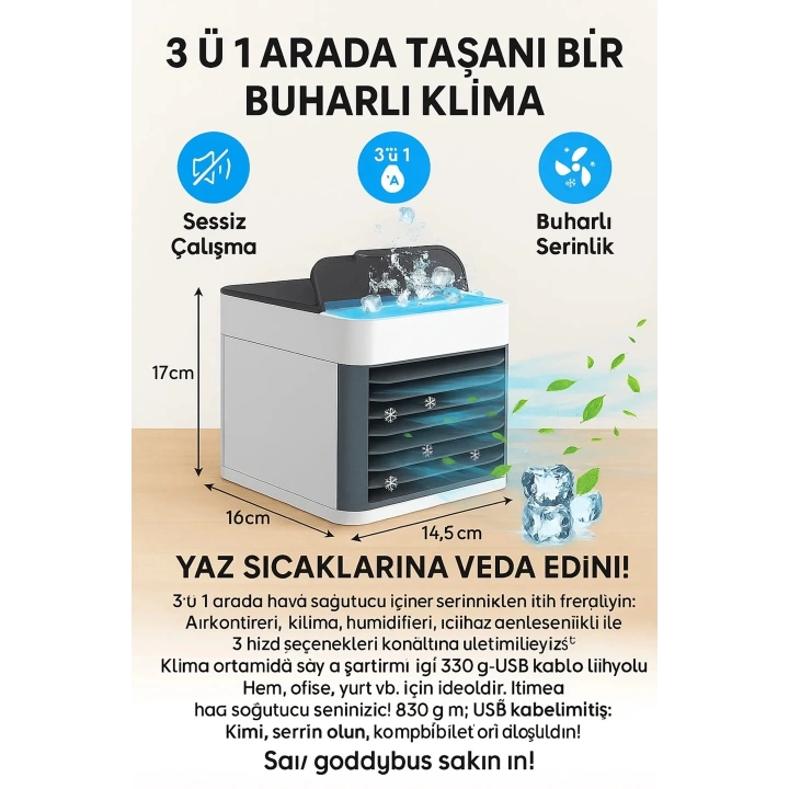 500 Ml Masa Üstü Mini Klima Soğutucu Hava Nemlendirici
