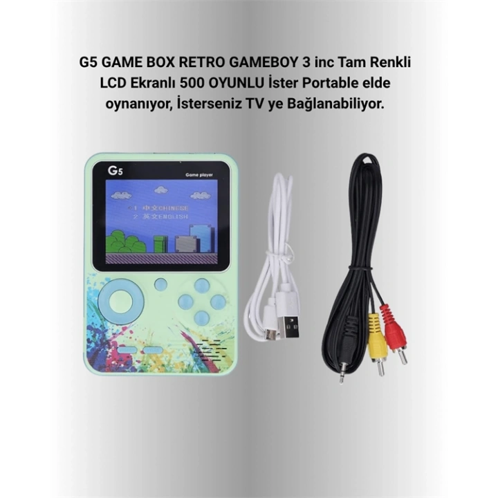 500 Oyun Hafızalı G5 Game Box – Renkli LCD Ekranlı