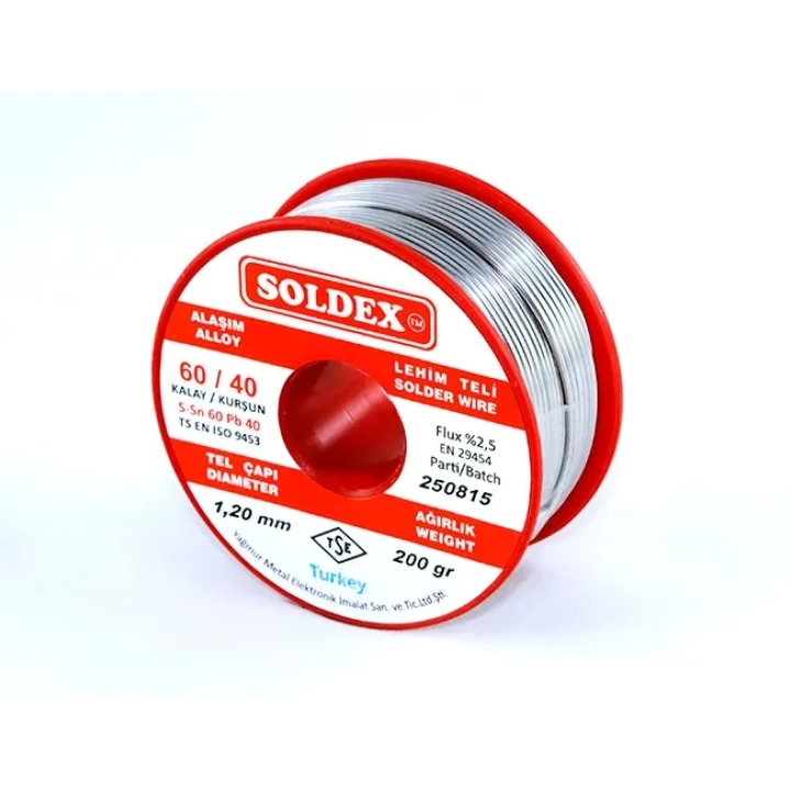 60-40 Lehim Teli 200 Gr 1,2 Mm - Sn:60 / Pb:40