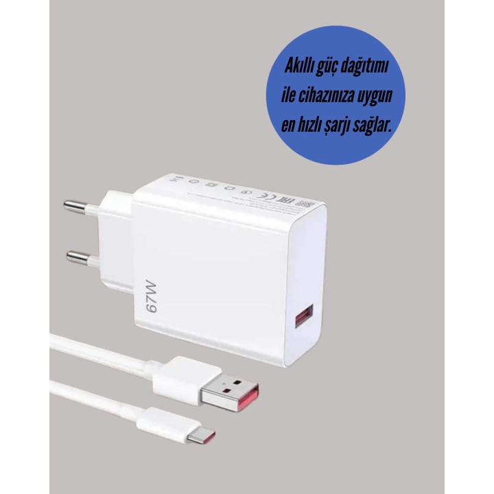67W Hızlı Şarj Adaptörü ve Veri Aktarım Özellikli Type-C Kablo Seti
