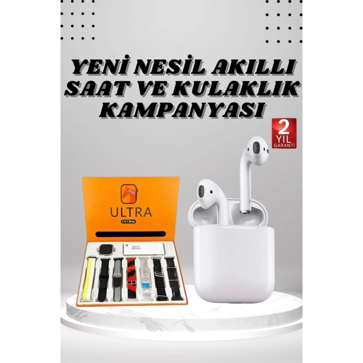 7 Kordonlu Akıllı Saat Ve 2.Nesil Kulaklık Yüksek Ses Kaliteli Uzun Pil Ömrü