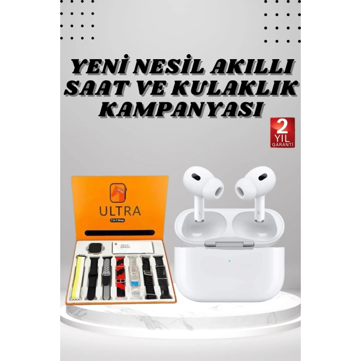 7 Kordonlu Akıllı Saat Ve Yeni Nesil Kulaklık Dokunmatik Ekran Android ve İOS Uyumlu