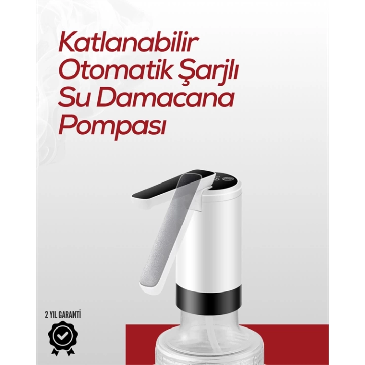 8000 mAh USB Şarjlı Su Pompası | Tek Tuşla Başlat/Durdur | Cam Damacana Uyumlu | Enerji Tasarruflu 4W Güç