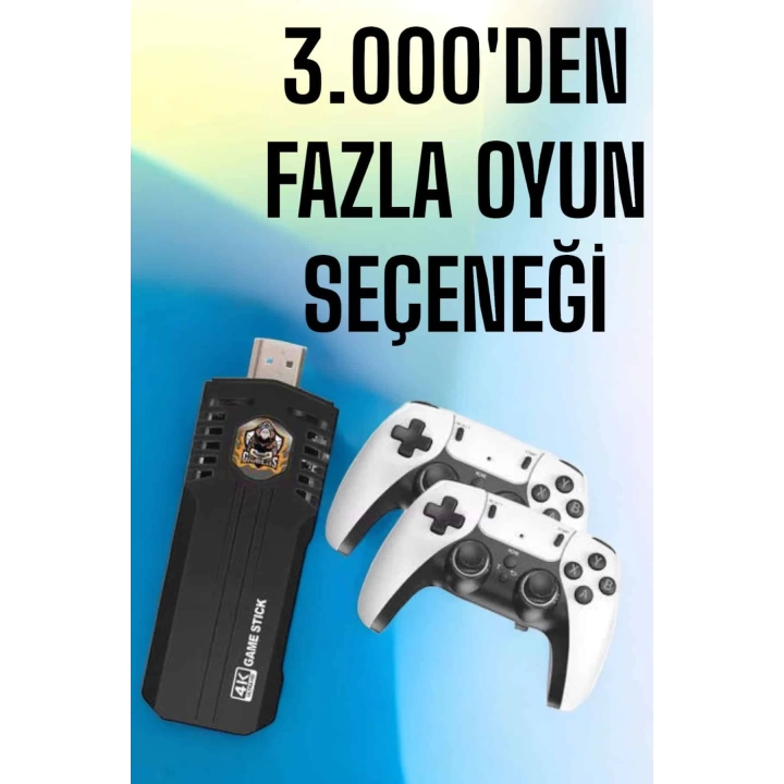 8K Android TV Gme Stick Video Oyun Konsolu Aile Retro 35000 Oyunlu Çift Kollu