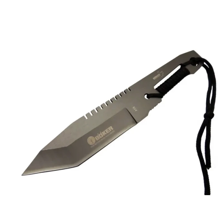 A13 Komple Metal Kamp Bıçak 23 Cm - Tırtıklı, İp Saplı, Kılıflı