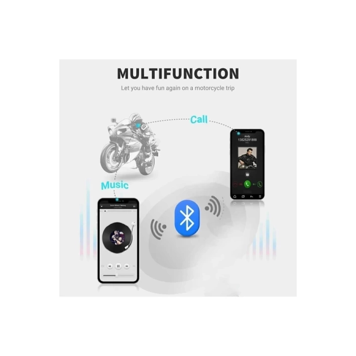 A50 Motosiklet Kask Kulaklık Intercom Işıklı Bluetooth V5.3 2800mah
