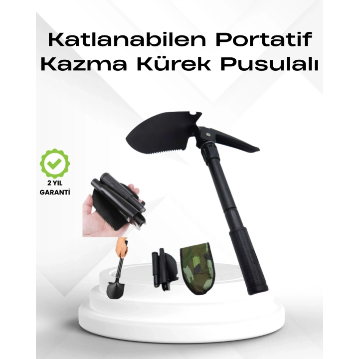 Açık Hava Aktiviteleri için Portatif Kazma Kürek Takımı – Kamuflaj Çantalı, Katlanabilir
