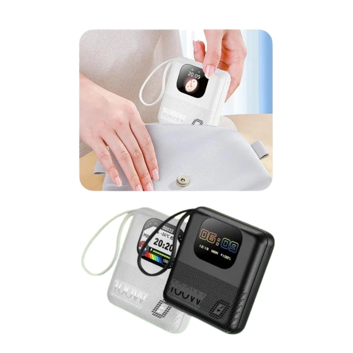 Akıllı Powerbank Ekranlı 10.000 Mah Hızlı Şarj Edebilen 4 Girişli Çok Fonksiyonlu