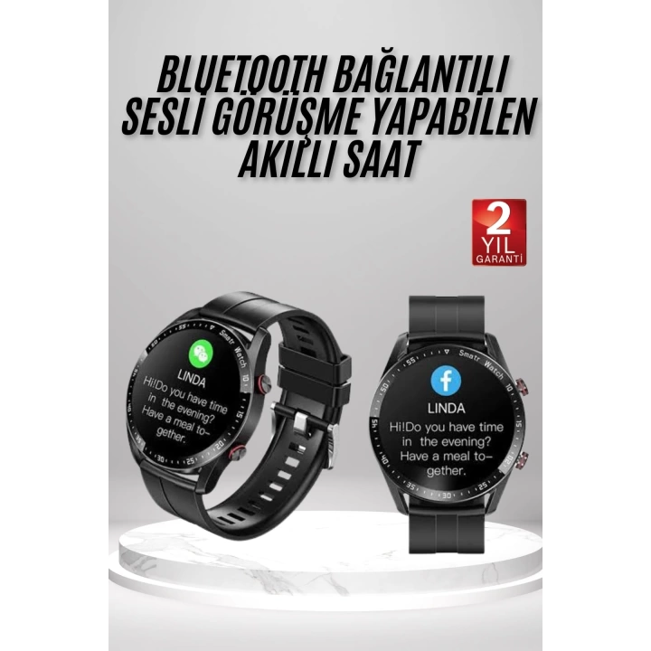 Akıllı Saat Amoled Ekran Metal Ve Deri Kordonlu Uyku ve Sağlık Takibi Titreşimli