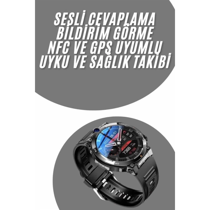 Akıllı Saat Titanyum Kasa Yuvarlak Ekran Alarm Uyku ve Sağlık Takibi Titreşimli