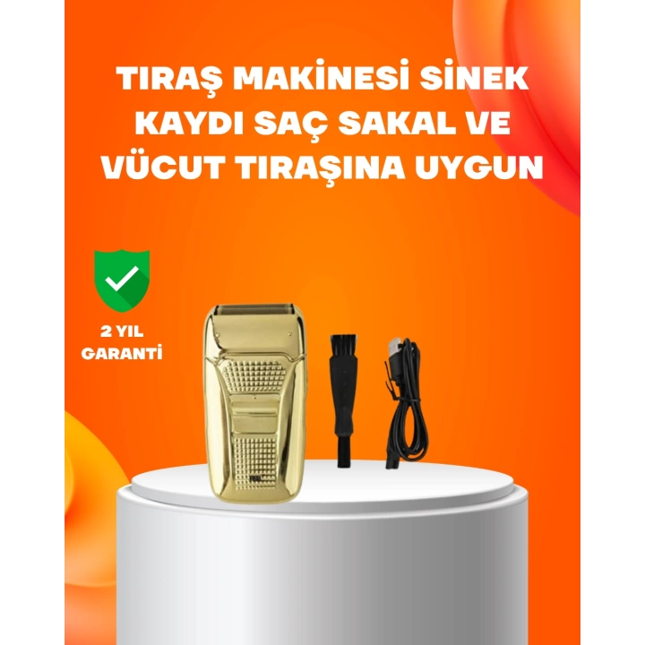 Altın Renk Kablolu Sakal Tıraş Makinesi Çelik Bıçaklı 3W Motor