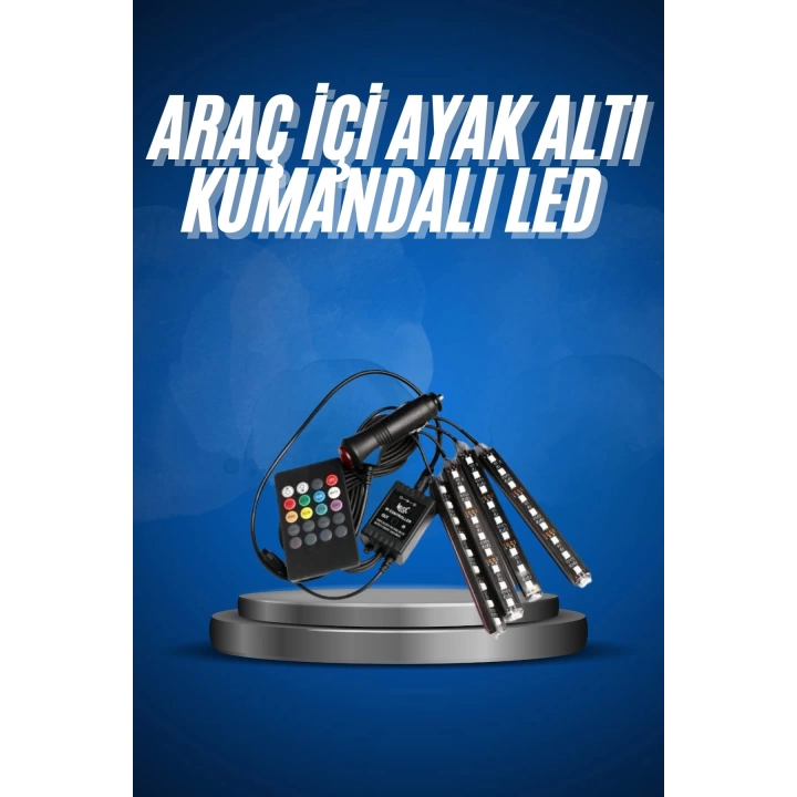 Araç İçi Ayak Altı Led 12 Led Işık Sese Müziğe Duyarlı RGB Işıklı Aydınlatma Seti