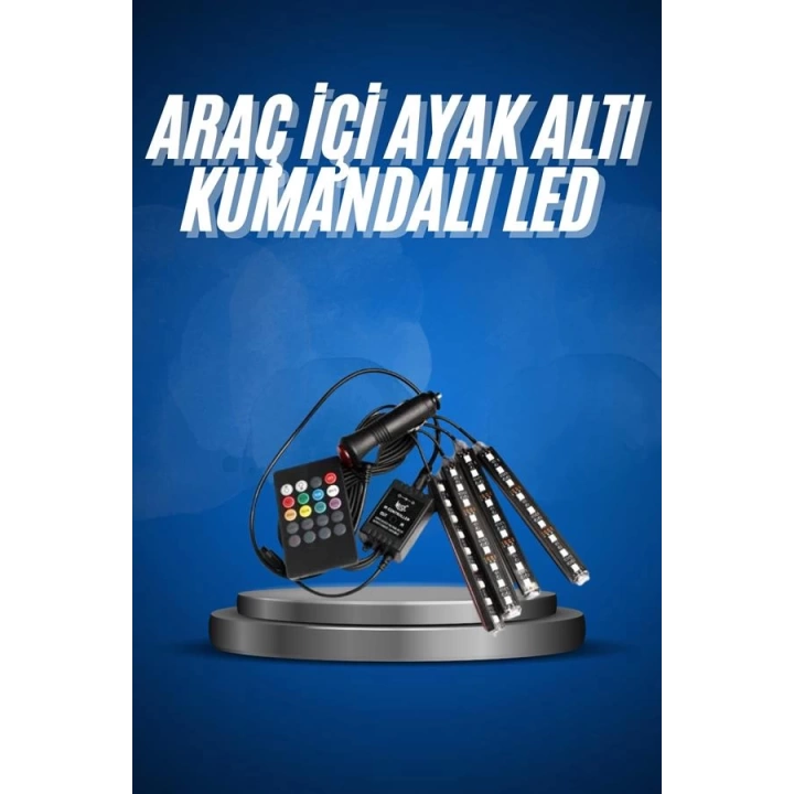 Araç İçi Ayak Altı Led 12 Led Işık Sese Müziğe Duyarlı RGB Işıklı Aydınlatma Seti