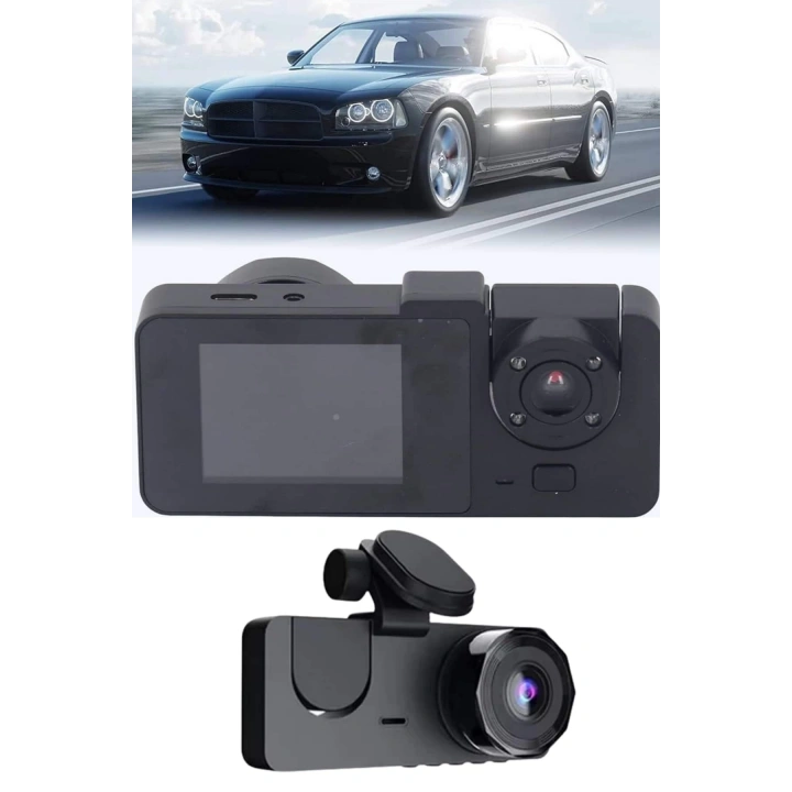 Araç İçi Dikiz Kamerası Sürüş Kaydedici 3 Lensli DVR Kamera