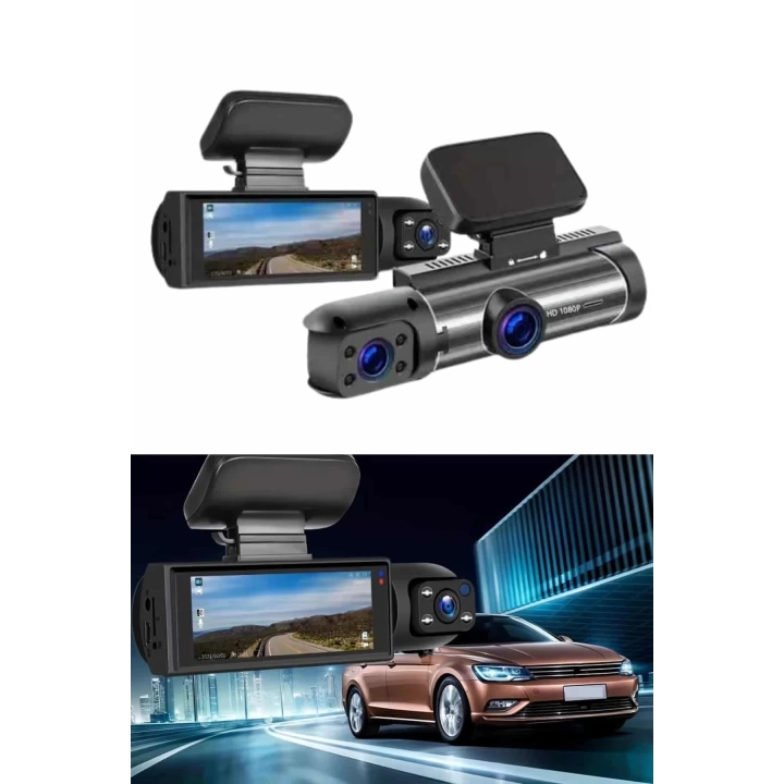 Araç İçi Full Hd Kamera Ön ve Arka Kameralı Ekranlı Araç Kamerası