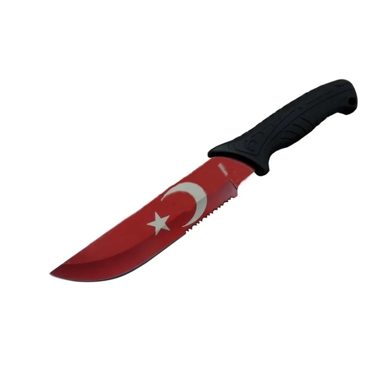 Ayyıldız Mf032 Rd Kırmızı Av Bıçağı 31cm - Testere Detaylı Bıçak, Kılıflı, Plastik Sap