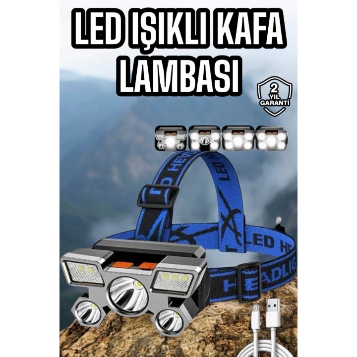 Balıkçı Kafa Lambası Led Işık 4 Farklı Mod Esnek ve Ayarlanabilir