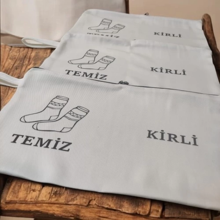 Baskılı Kirli-Temiz Seyahat (Çorap) Torbası