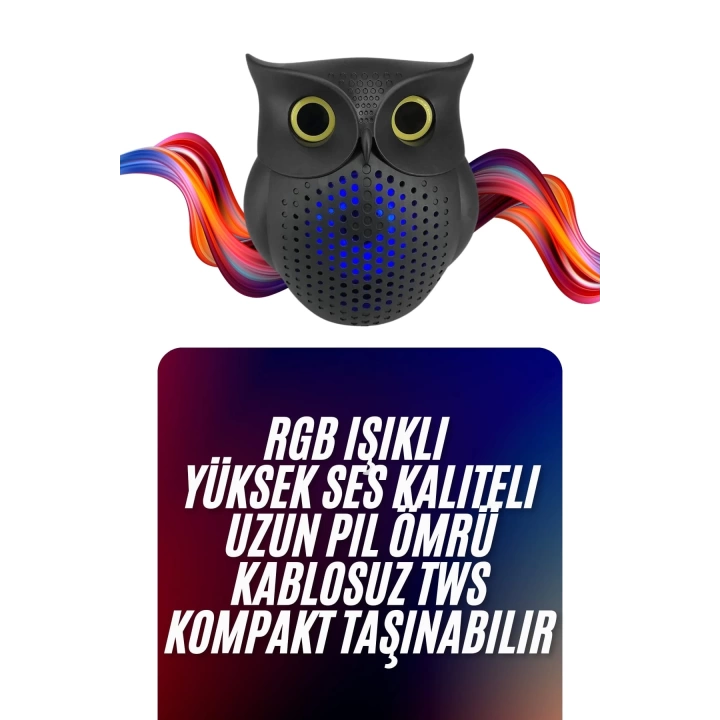 Baykuş Tasarımlı Mini Bluetooth Speaker Yüksek Ses Kaliteli Taşınabilir