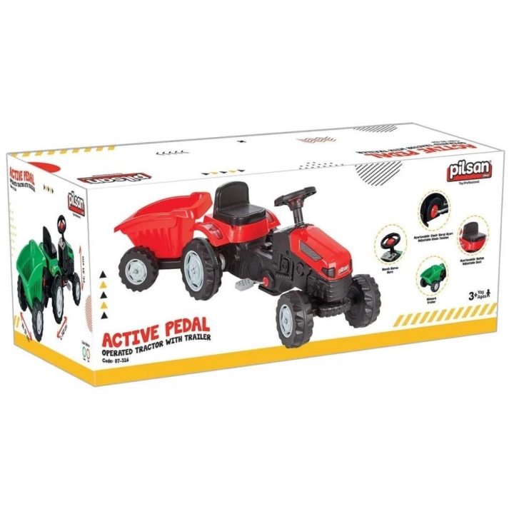 BFS   07 316 Active Römorklu Traktör Pedallı Yeşil - Oyuncak